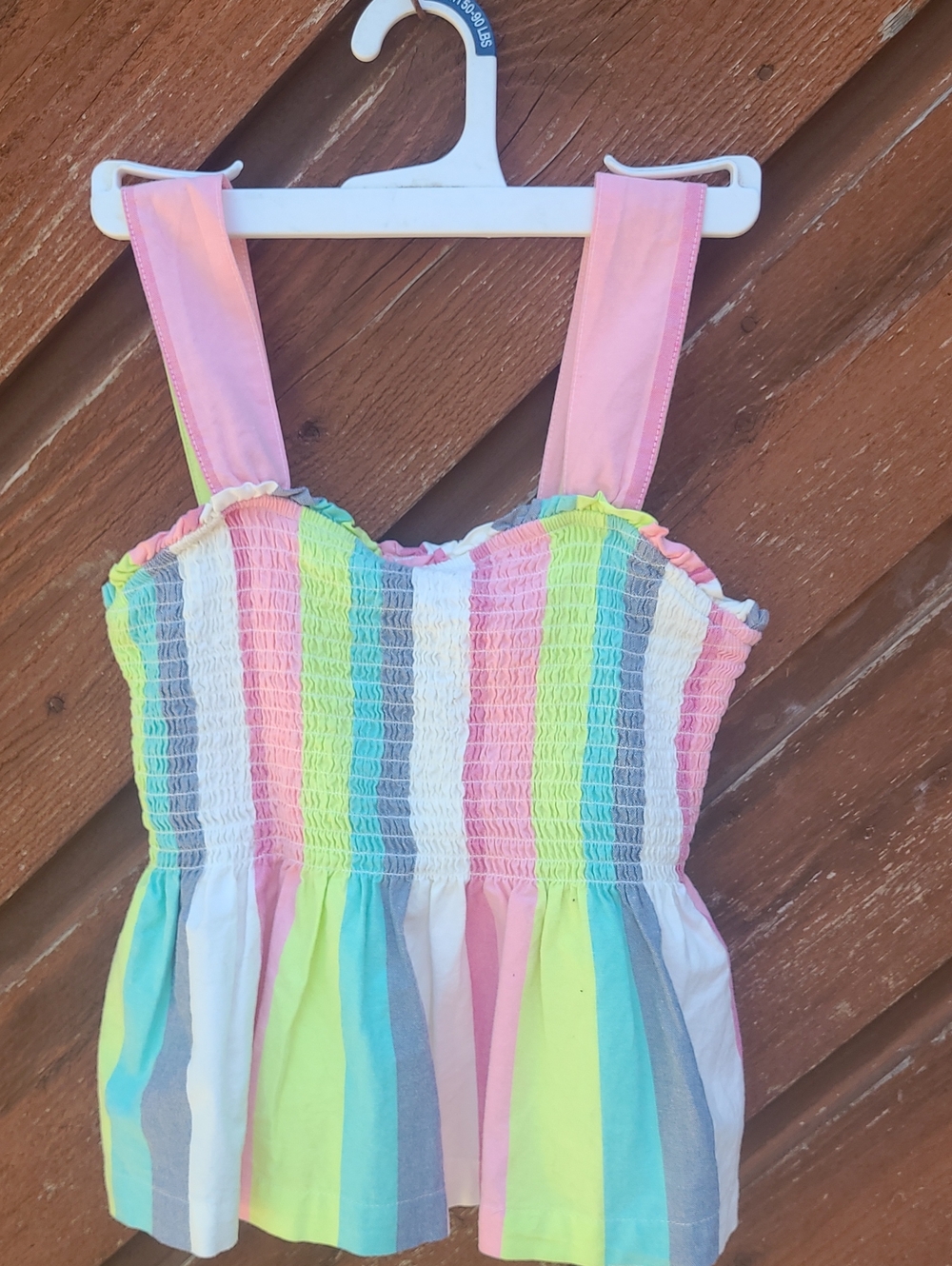 NWOT Gap Kids Linen Pastel Striped Smocked Peplum Tank Top